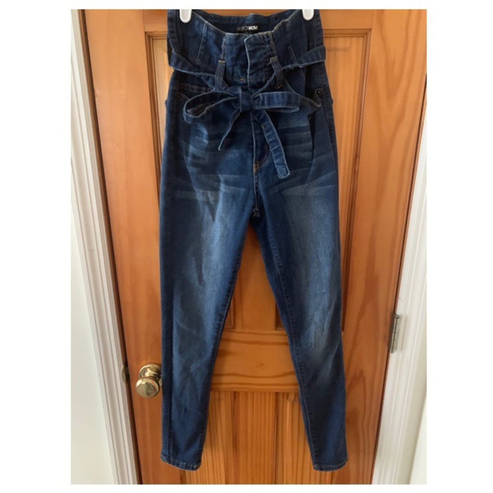 Fashion Nova Tie High Waisted Jeans